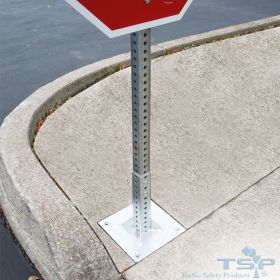 Flat Surface Mount Concrete Base Telespar Sign Post System - SMFMCB-05 (Options: 5 Feet x 1.75" Telespar Tubing)