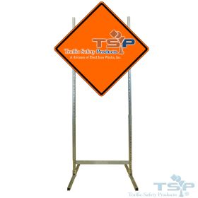 Breakaway Sign Stand, Collapsible Tubular Steel, Dual Post - FDS175-1-10PG (Options: Crossbar: 1/4" Flat Plate, 1-3/4" x 10 Feet)