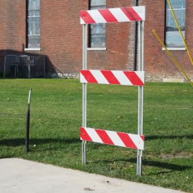 Red Type 3 Barricade, 8 FT End of Road System, U Post, Hi-Intensity Reflective