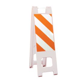 Plasticade Narrowcade A-Frame Sign Stand with Sheeting - 150-HT12EG White (Options: White, Engineer Grade Striped Sheeting)