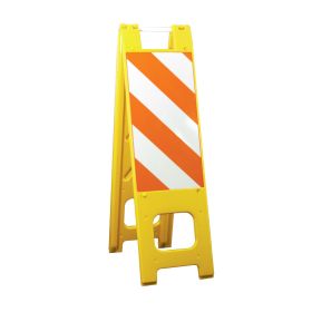 Plasticade Narrowcade A-Frame Sign Stand with Sheeting - 150-HT12HIP Yellow (Options: Yellow, High Intensity Prismatic Grade Striped Sheeting)