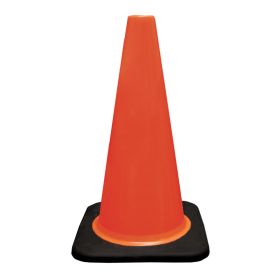 18" Traffic Cone Fluorescent Orange w/ black base, no reflective collars