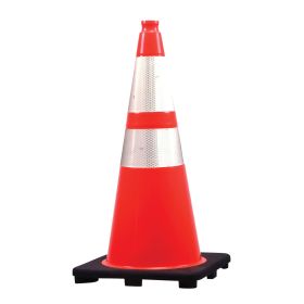 18" Traffic Cone Fluorescent Orange w/ black base, no reflective collars