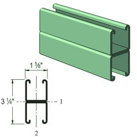 Unistrut P1001-05GR: 1-5/8" x 3-1/4", 12 Gauge Double Channel, Solid, 5 Foot, Perma-Green