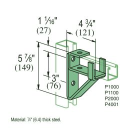 Unistrut P1075 Bracket, Various Finishes