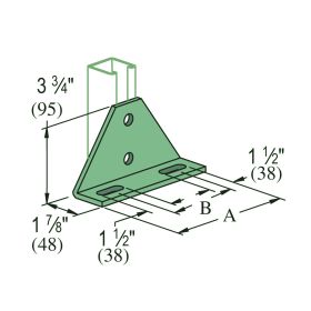 Unistrut P1130 GR: 2-Slot 90 Degree Bracket, Perma-Green Finish