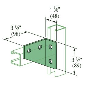 Unistrut P1291 HG: 90 Degree Bracket, Hot-Dip Galvanized, EA