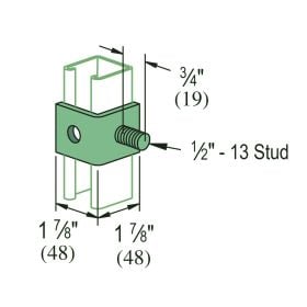 Unistrut P1315 EG: 90 Degree Bracket w/ 1/2"-13 x 1" Stud, Electro-Galvanized, EA