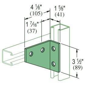 Unistrut P1382 GR: 90 Degree Bracket, Perma Green III