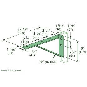 Unistrut P1775 14-1/2" Bracket, Various Finishes