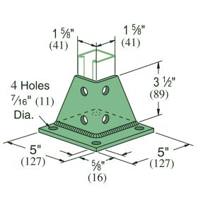 Unistrut P1887 Post Base for 1-5/8" Channel, Perma-Green - P1887-GR