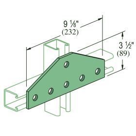 P1953 Unistrut 6-Hole Flat Plate Fitting, Hot-Dip Galv