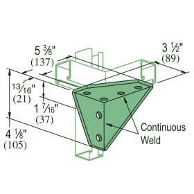 Unistrut P1957 6-Hole 90 Degree Bracket, Various Finishes