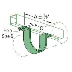 Unistrut P2558-30 HG Single Piece Pipe Strap - P2558-30-HG (Options: Hot-Dipped Galvanized, 3" Nominal Pipe)