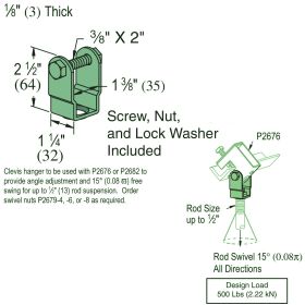 Unistrut P2677 GR Clevis Hanger - P2677-GR