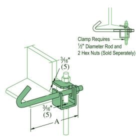 Unistrut P2824-9 EG J Hook Beam Clamp - P2824-9-EG (Options: 5-1/2" - 9" Beam Width)