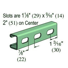 Unistrut P3300T Shallow Slotted Channel, 5 FT, Type 304 SS - P3300T-05SS (Options: Stainless Steel Options: Type 304, 5 Feet)