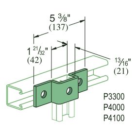 Unistrut P4047 3-Hole U Shaped Bracket, Various Finishes