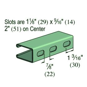 Unistrut P5000T Slotted Deep Strut Channel, 20 FT, Green - P5000T-20GR (Options: Perma Green? III, 20 Feet)