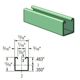 Unistrut P6000 Channel, 19 Ga, 16 FT, Green - P6000-16GR (Options: Perma Green? III, 16 Feet)