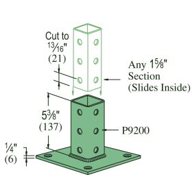 Unistrut P9012 Telestrut Post Base with P9200 Upright, GR - P9012-GR