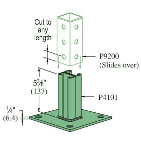 Unistrut P9014 Telestrut Post Base with P4101 Upright, GR - P9014-GR