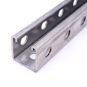 Unistrut P1000H3-05PG: 1-5/8" x 1-5/8", 12 Gauge, Round Holes 3 Sides, Pre-Galvanized, 5 Feet