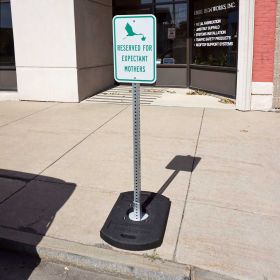 35lb Portable Sign Kit w/ 6' Post, Exp Mother Parking Sign & Hardware