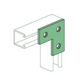 Unistrut A1036 3 Hole Flat Plate Fitting, Perma-Green