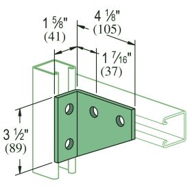 Unistrut P1381 4-Hole 90 Degree Bracket, Various Finishes