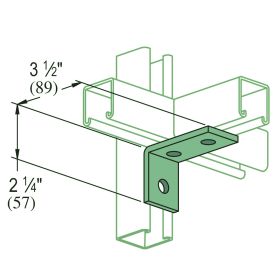 Unistrut P1458: 3 Hole 90 Degree Angle Fitting, Type 304 Stainless Steel Finish