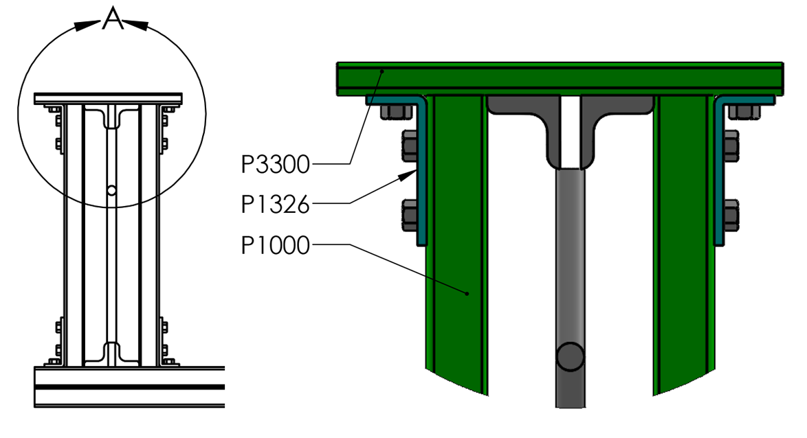 Joist Wrap Method of Attachment to Unistrut Channel - Top Chord View