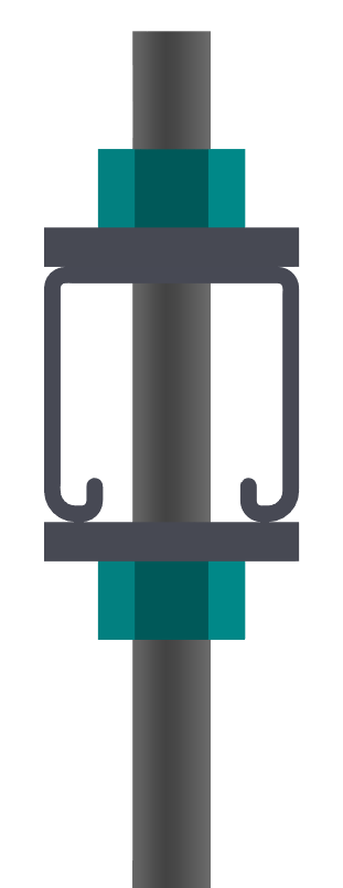 Through connection of threaded rod to Unistrut channel: Rendering